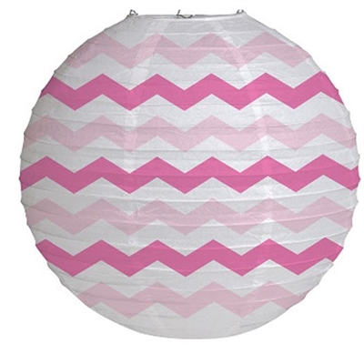 Candy Pink Chevron Round Paper Lantern 