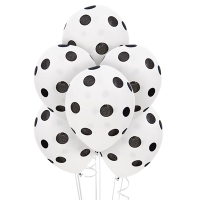 White and Black Dots Latex Balloons (6)