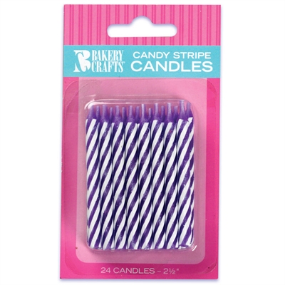 Purple Stripe Birthday Candles (24)