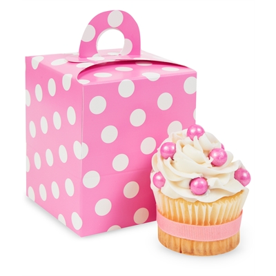 Hot Pink & White Polka Dot Cupcake Boxes