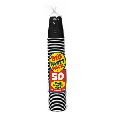 Black Big Plastic Cups (50)