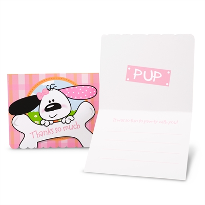 Playful Puppy Pink Thank-You Notes (8)