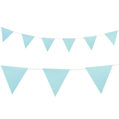 Light Blue with Polka Dots Paper Flag Banner