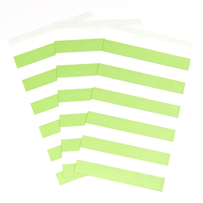 Lime Green Striped Paper Bags (15)
