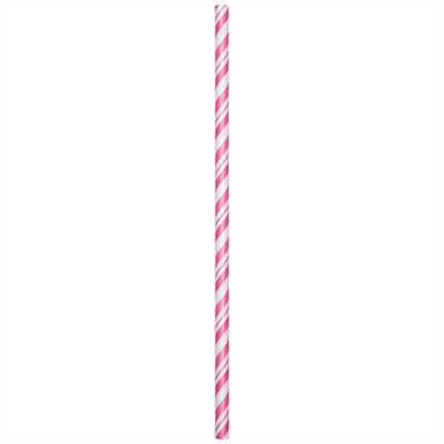 Pink and White Striped Paper Straws (24)
