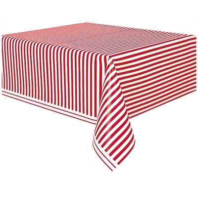 Red Stripe Plastic Tablecover