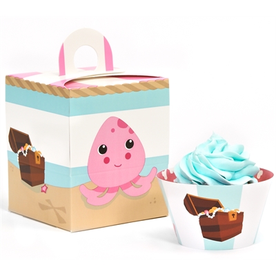 Pretty Pirates Party Cupcake Wrapper & Box Kit