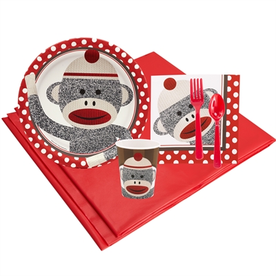 Sock Monkey Red 8 Guest Party Pack