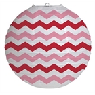 Red Chevron Round Paper Lantern