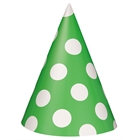 Lime Green with White Polka Dots Cone Hats